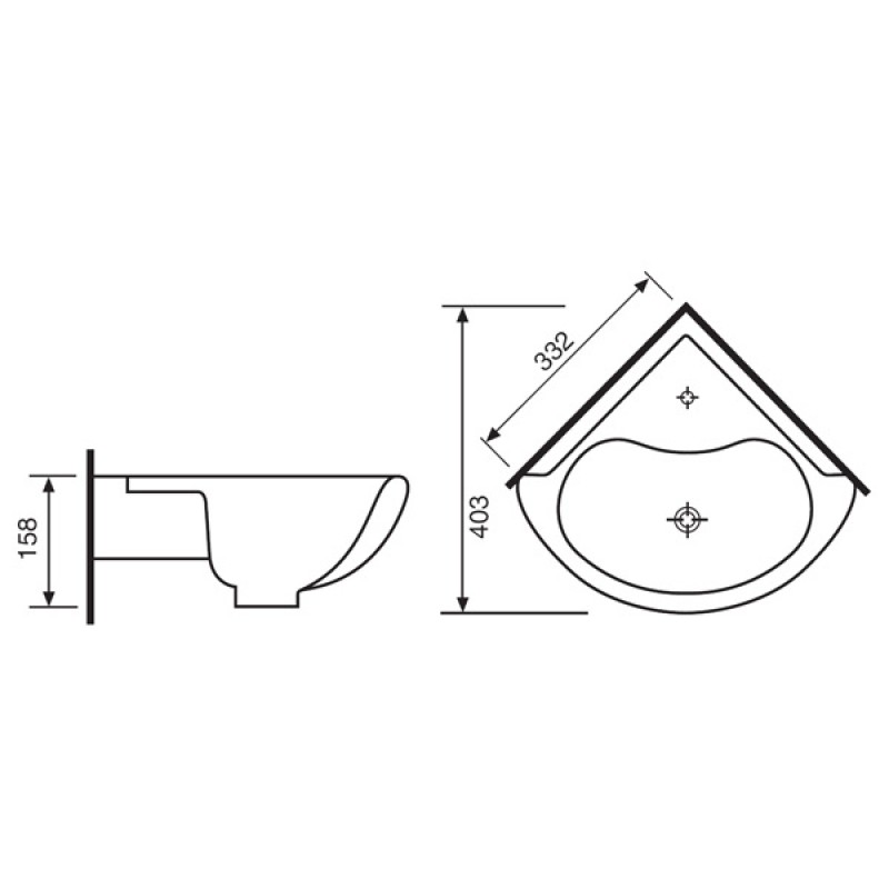 Умывальник Воротынск Радиан, Угловой, с/отв 