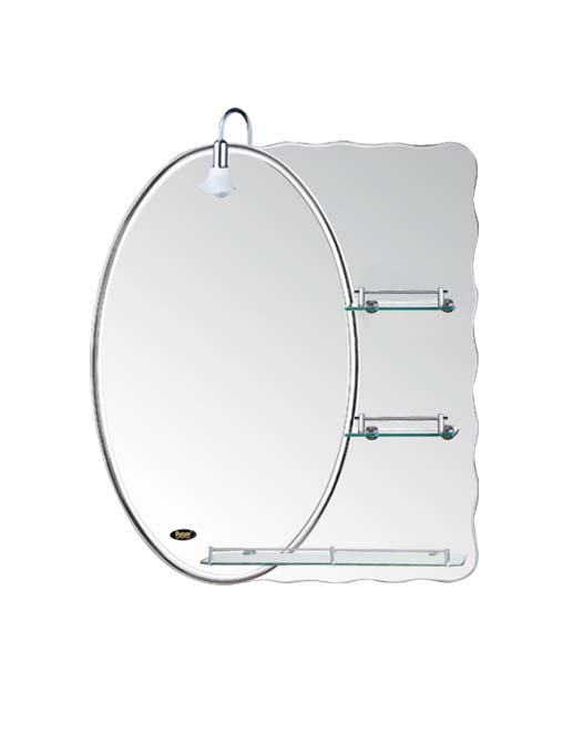 Зеркало серебро без светильника,с 3-мя полочками 70*50  Р705 