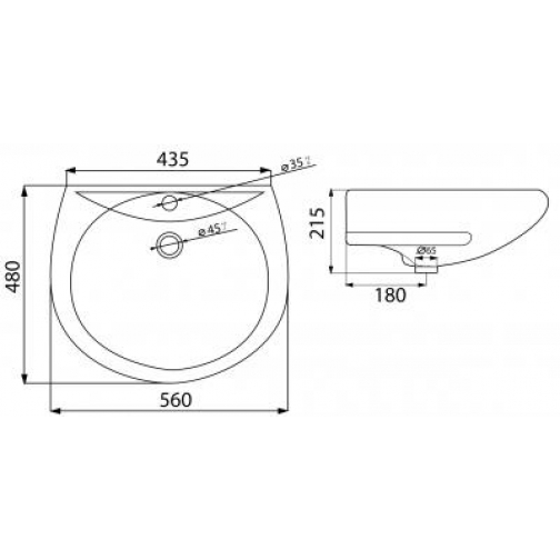 Умывальник Лобня Оптима с переливом с/отв