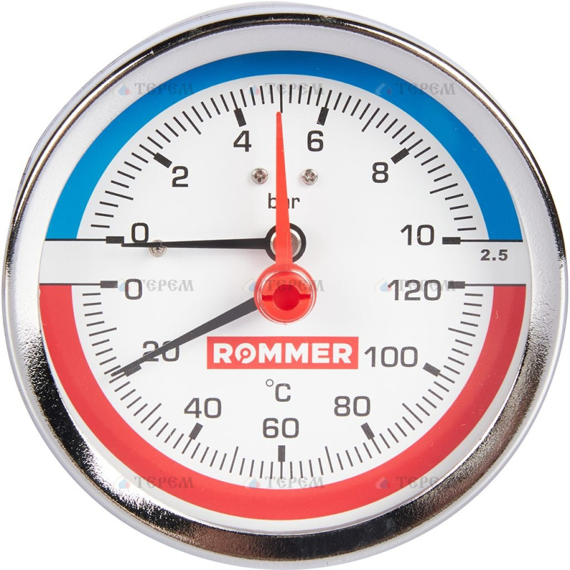 Термоманометр осевой 1/2  10 бар ROMMER