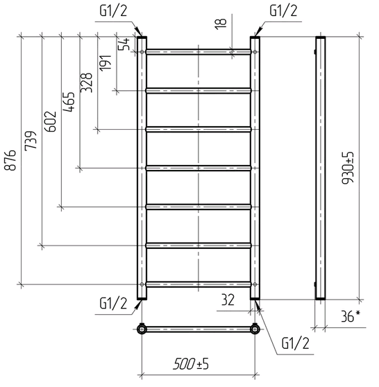  ПСШ НЕРЖ. 500х1000  КЛАССИКА (7п)