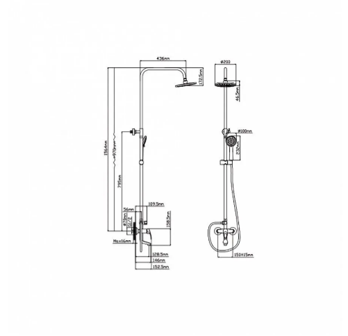 Стойка душевая 3-х функц. D80-335111 одн.