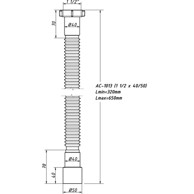 Гибкая труба 11/2x40/50 L=650 мм АС-1013