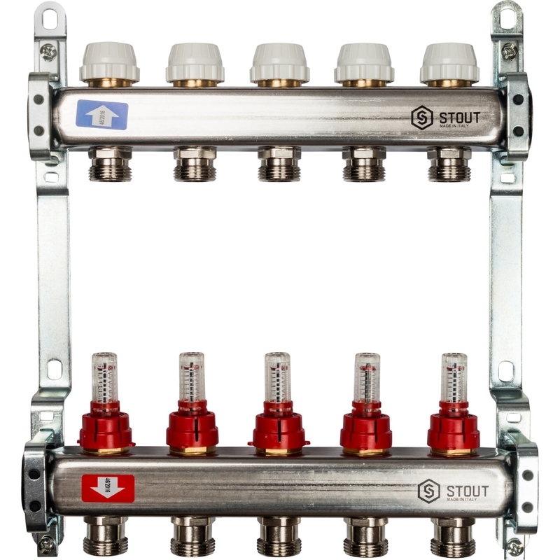 Коллектор  5 вых.STOUT с расходомерами (SMS 0917 000005)   