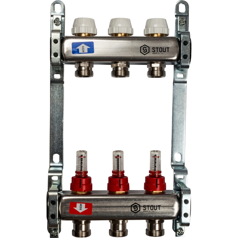 Коллектор  3 вых..STOUT  с расходомерами (SMS 0917 000003)