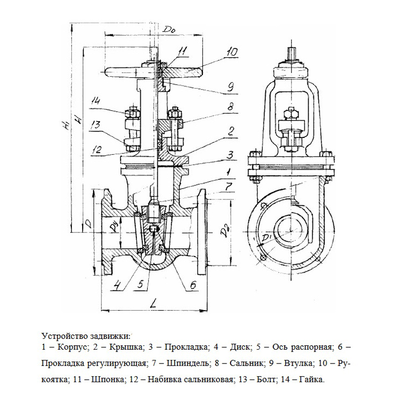 Задвижка чугунная 30ч6бр Dy150 Pn10/16 клиновая  